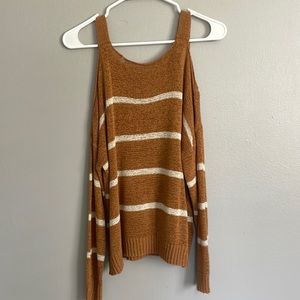 brown fall off the shoulder light weight sweater